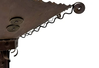 Art Deco Patinated Wrought Iron Floor Lamp, 1930s